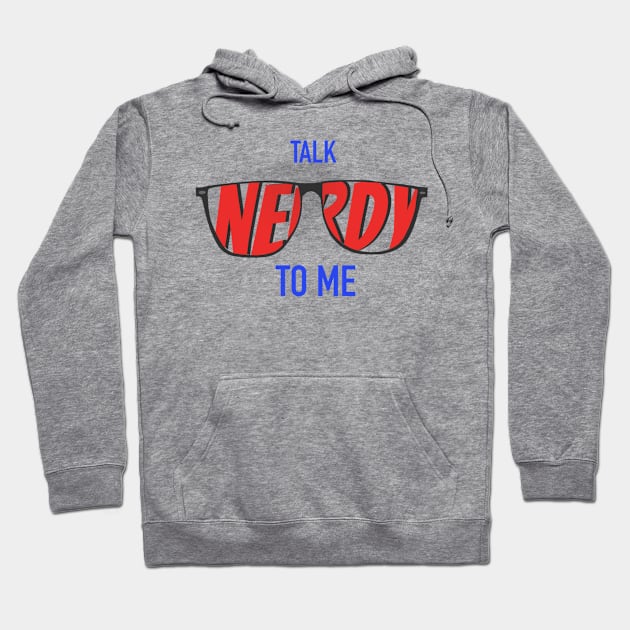 Talk Nerdy To Me - Red/Blue Glasses Hoodie by The Nerd Couple